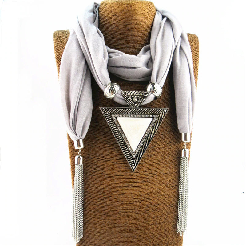 Style 120 Triangle Reflections Silver Tassel Pendant Scarf