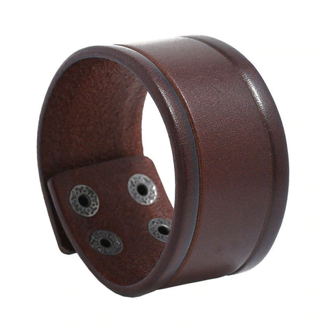 Style 119 - Men's Hand Tooled Wide Genuine Leather Cuff Bracelet