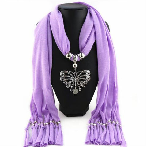 Style 123 Beautiful Butterfly Cotton Pendant Scarf :: Available in 13 Colors