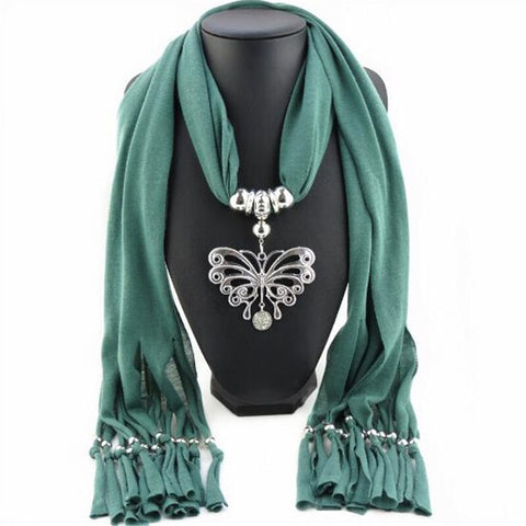 Style 123 Beautiful Butterfly Cotton Pendant Scarf :: Available in 13 Colors