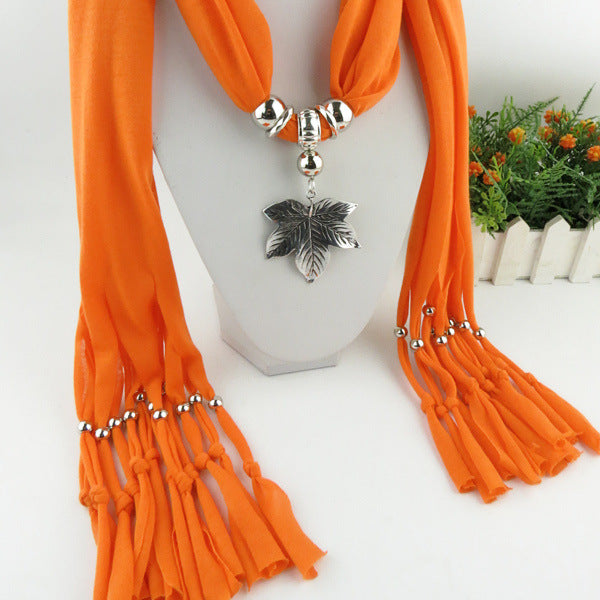 Style 126 Maple Leaf Pendant Scarf :: Available in 18 Colors