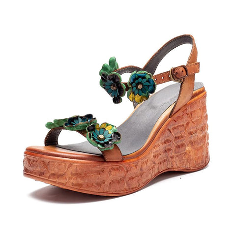 Style 1723 Bohemian Summer Collection - Strappy Floral Wedge Sandal