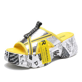 Style 1735 Women's Chunky Graffiti Slip On's :: Available in 2 Colors