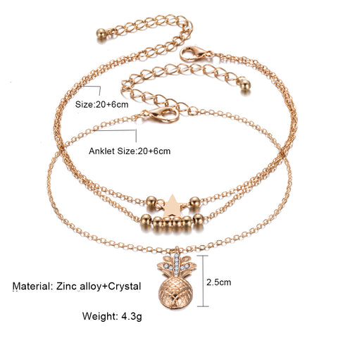 Style 2113 Crystal Pineapple Anklet - Available in 2 Colors