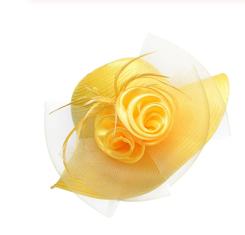 Style 223 Fancy/Summer Hat w/ Silk Rose  - 10 Colors