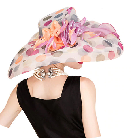 Style 230 Luxury Festive Polka Dots Kentucky Derby Hat