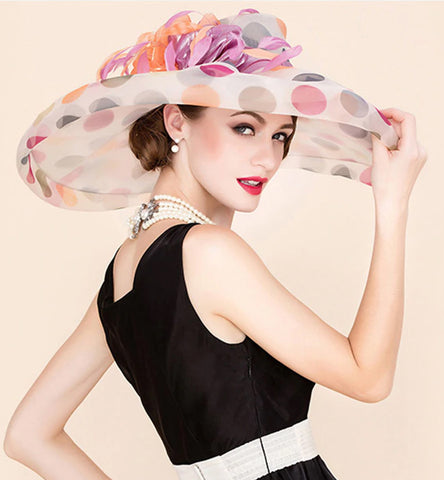 Style 230 Luxury Festive Polka Dots Kentucky Derby Hat