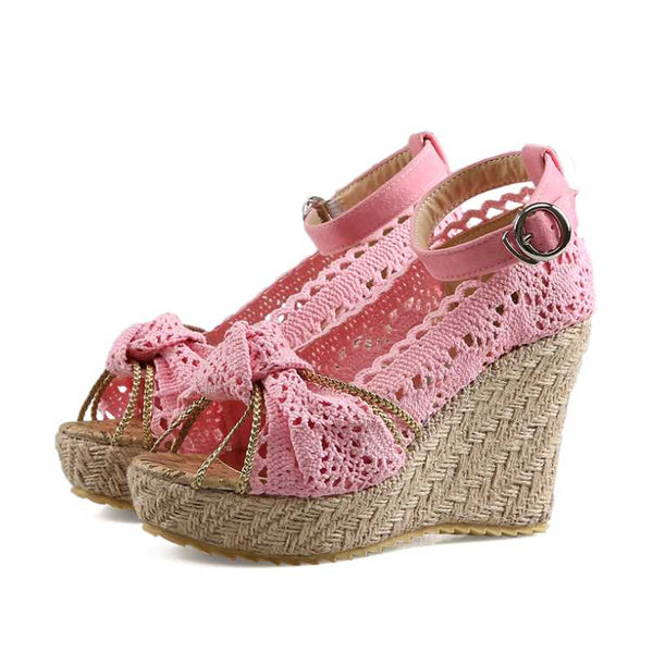 Style 3312 Women's Summer Knotted Macrame Wedges  :: Available in 4 Colors