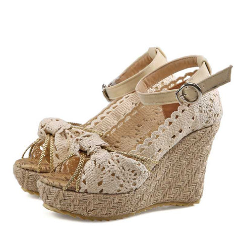 Style 3312 Women's Summer Knotted Macrame Wedges  :: Available in 4 Colors