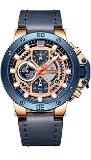 Style 4422 Men's Luxury Military Style Multi-Function Watch w/Leather band