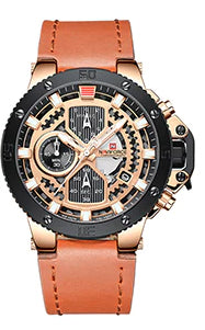 Style 4422 Men's Luxury Military Style Multi-Function Watch w/Leather band