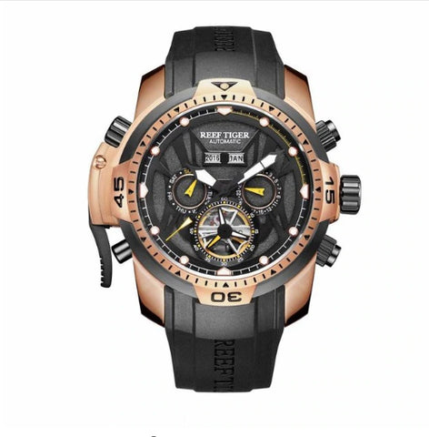 Style 4423 Reef Tiger Men's Luxury Automatic Skeleton Sports/Military Watch
