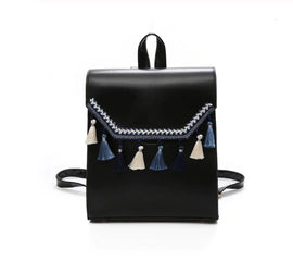 Style 505 Boho Leather Tassel Backpack :: Available in 3 Colors