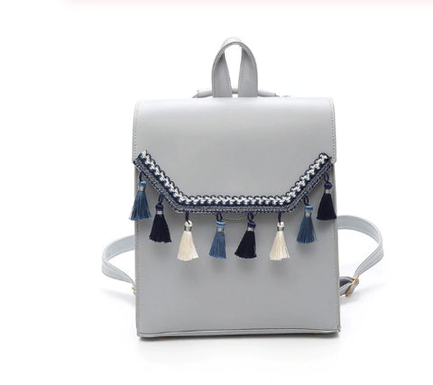 Style 505 Boho Leather Tassel Backpack :: Available in 3 Colors