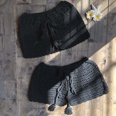 Boho Knitted Tankini & Shorts 2-piece Swimsuit