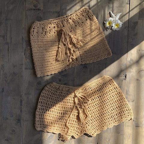 Boho Knitted Tankini & Shorts 2-piece Swimsuit