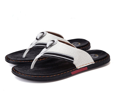 Style 702 Men's Genuine Leather Buckle Flip Flops :: Available in 2 Colors