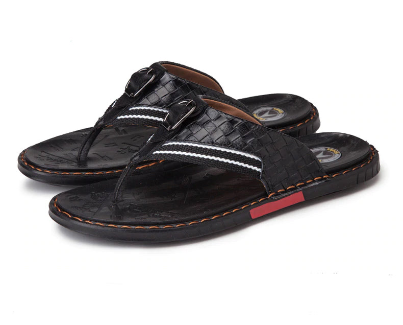 Style 702 Men's Genuine Leather Buckle Flip Flops :: Available in 2 Colors
