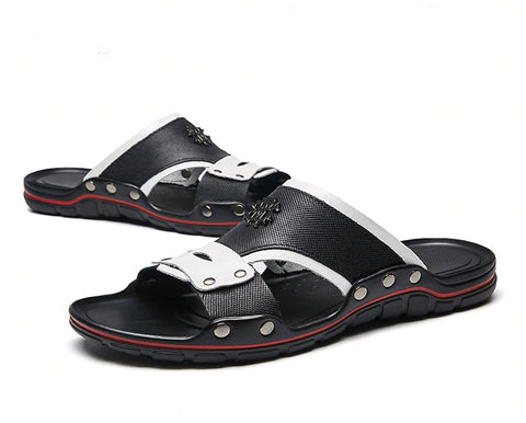 Style 703 Riveting Slip On Beach Sandals :: Available in 2 Colors