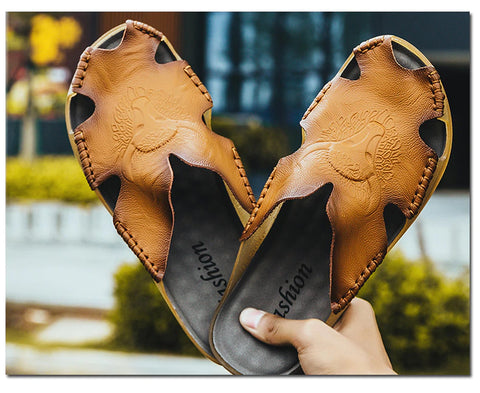 Style 704 Men's Genuine Leather Buffalo Spirit Slip On Sandals :: Available in 3 Colors