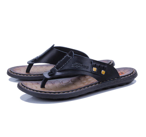 Style 706 Men's Genuine Leather Sports Flip Flops :: Available in 3 Colors
