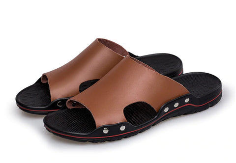 Style 708 Men's Genuine Leather European Style Casual Beach Slip On's :: Available in 4 Colors