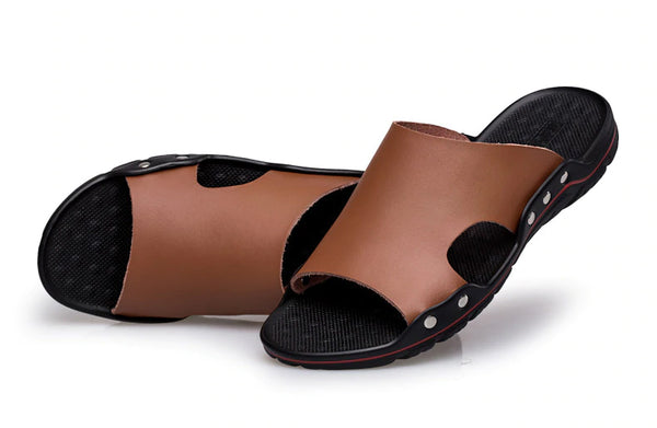 Style 708 Men's Genuine Leather European Style Casual Beach Slip On's :: Available in 4 Colors