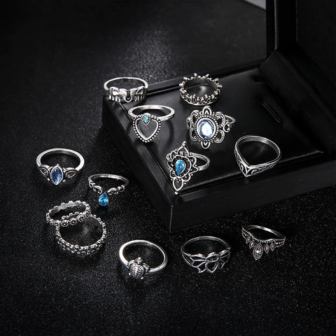 Sari Midi Ring Collection - 13 Piece Boho Midi - Ring Set