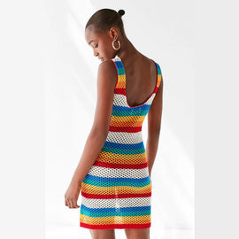 Style 907 Boho Knitted Rainbow Cover Up