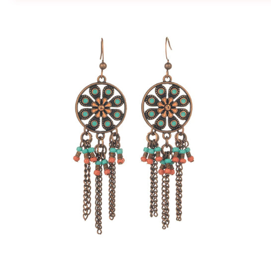 La Bohem Collection  - Whimsy Natural Stone Dream Catcher Earrings