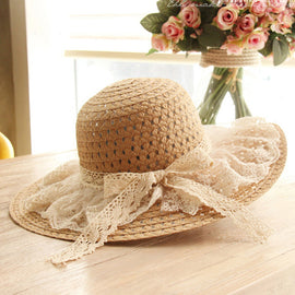Style 312 Straw & Specialty Lace Stray Wide Brimmed Hat - Available in Children's Size