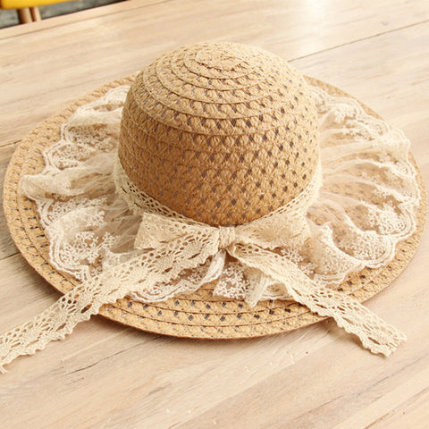 Style 312 Straw & Specialty Lace Stray Wide Brimmed Hat - Available in Children's Size