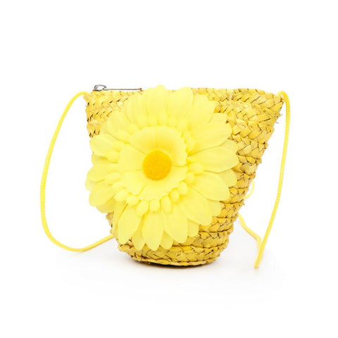 Summer Daisy! Hand Woven Straw Tote w/Oversized Silk Daisy - Available in 4 Colors
