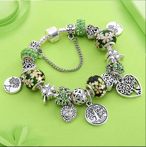 Tree of Life in Green :: Handmade European Charm Bracelet
