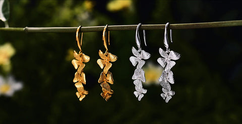 Handcrafted Triple Flower Earrings - Available in 2 Colors
