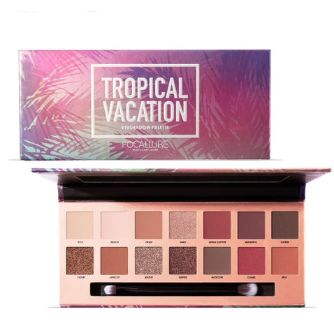 FOCALLURE Tropical vacation Pro Series Eye Shadow Pallet  18 Colors - Free Pro Brush
