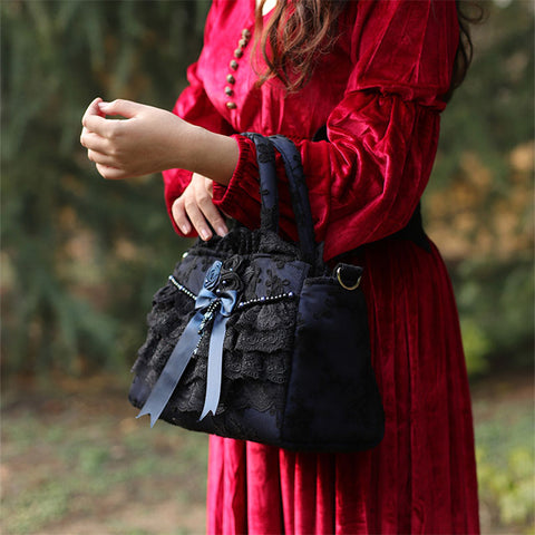 Handmade Vamp & Lace Shoulder bag - Available in 3 Color Combinations