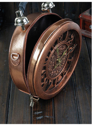Novelty Collection - Authentic Wood Old Fashioned Clock Shoulder Bag/Purse :: Available in 3 Colors